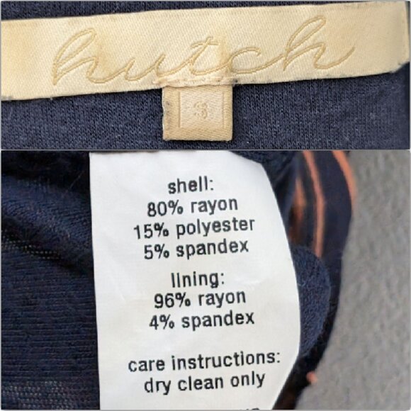 Hutch Anthropologie Mini Shirt Dress Navy Orange Stripe Front Pocket Lined Sz S - Picture 6 of 14